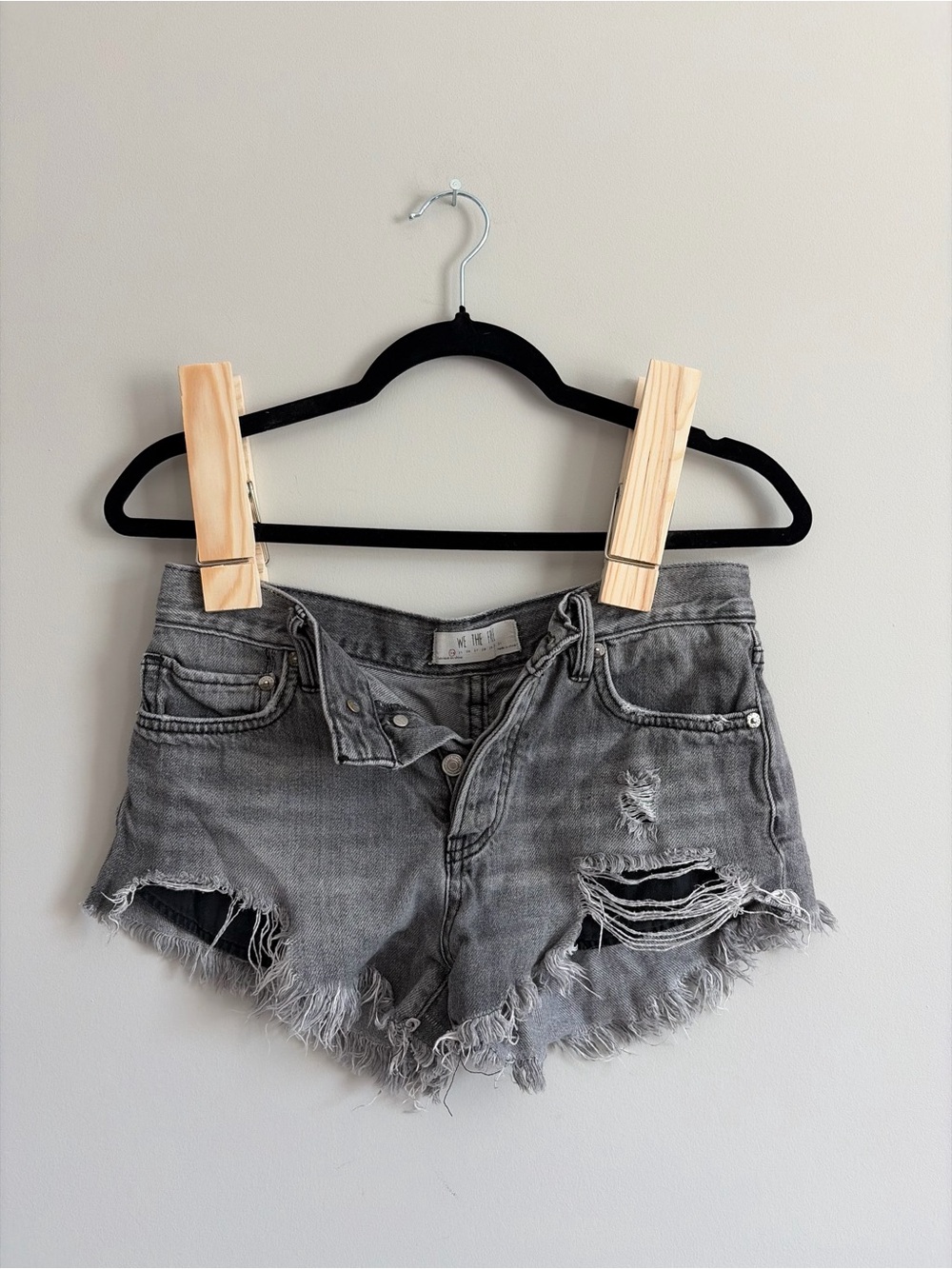 Free People Gray Distressed Denim Women's Shorts